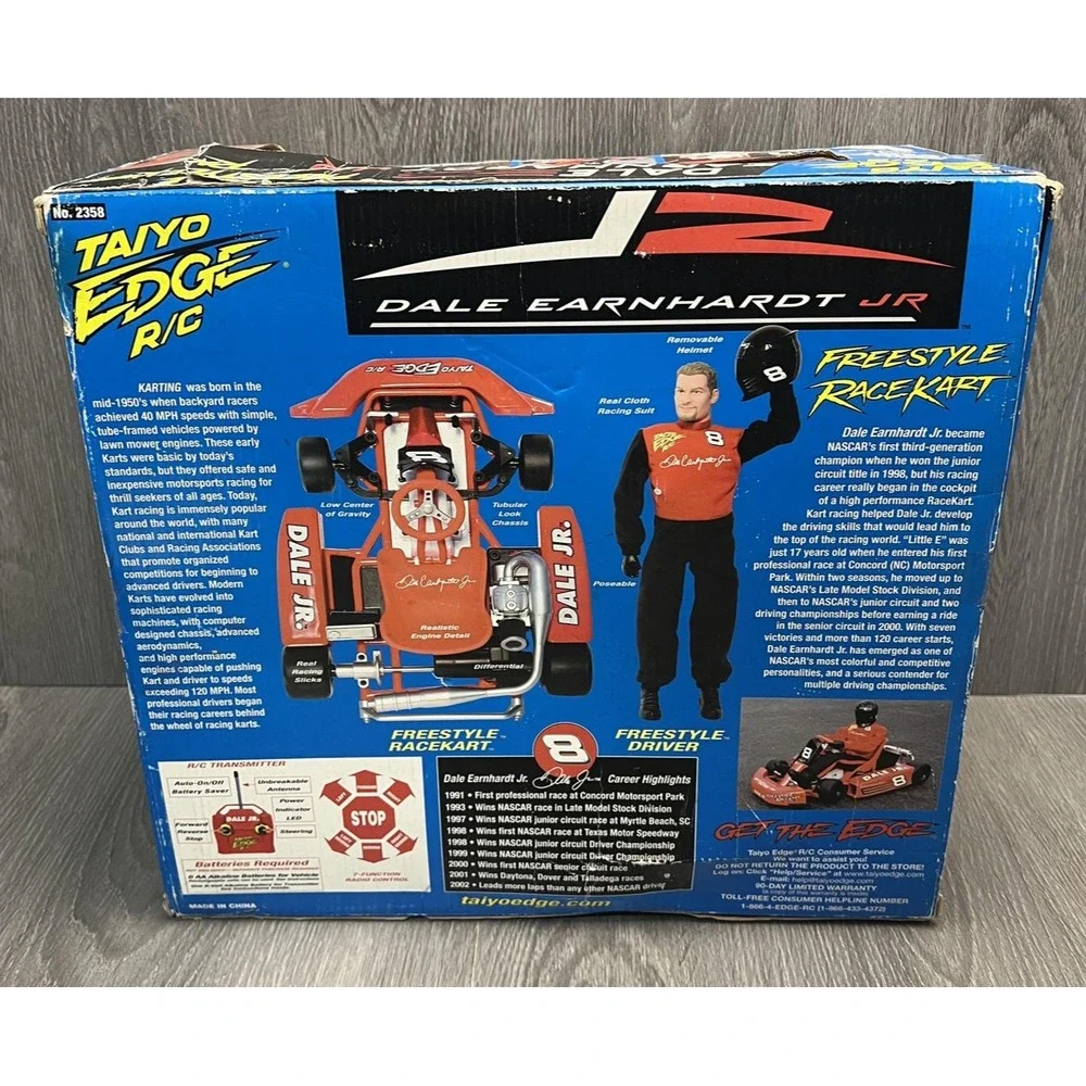 Vintage Taiyo Edge RC Dale Earnhardt Jr Racing Kart 49MHz NASCAR Driver 2003